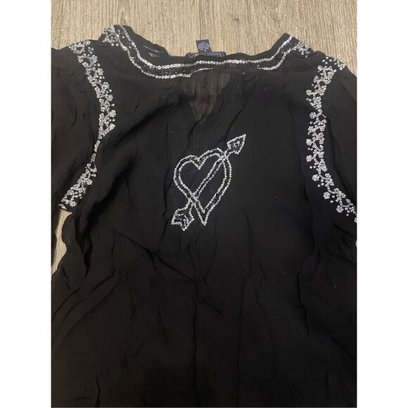 Helen Welsh Large Vintage Gothic Emo 90’s Black Silk Sheer Silver Embellishment - Picture 6 of 6